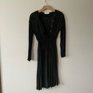 Zara Green and Black Leopard Print Dress Small